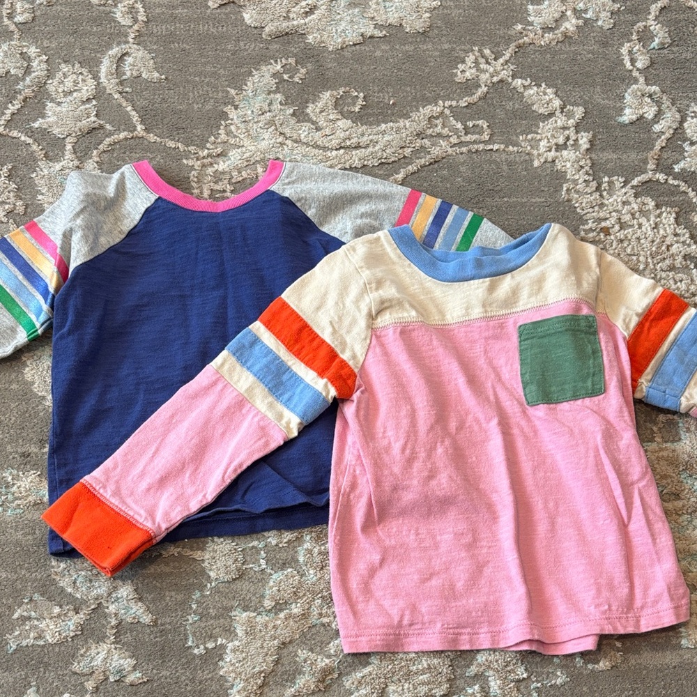 Mini Boden Colorful Long Sleeve Tees - Blue and Pink